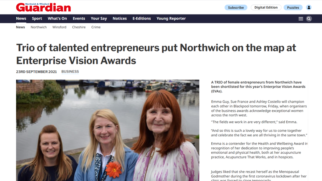 Northwich Guardian Enterprise Vision Awards feature